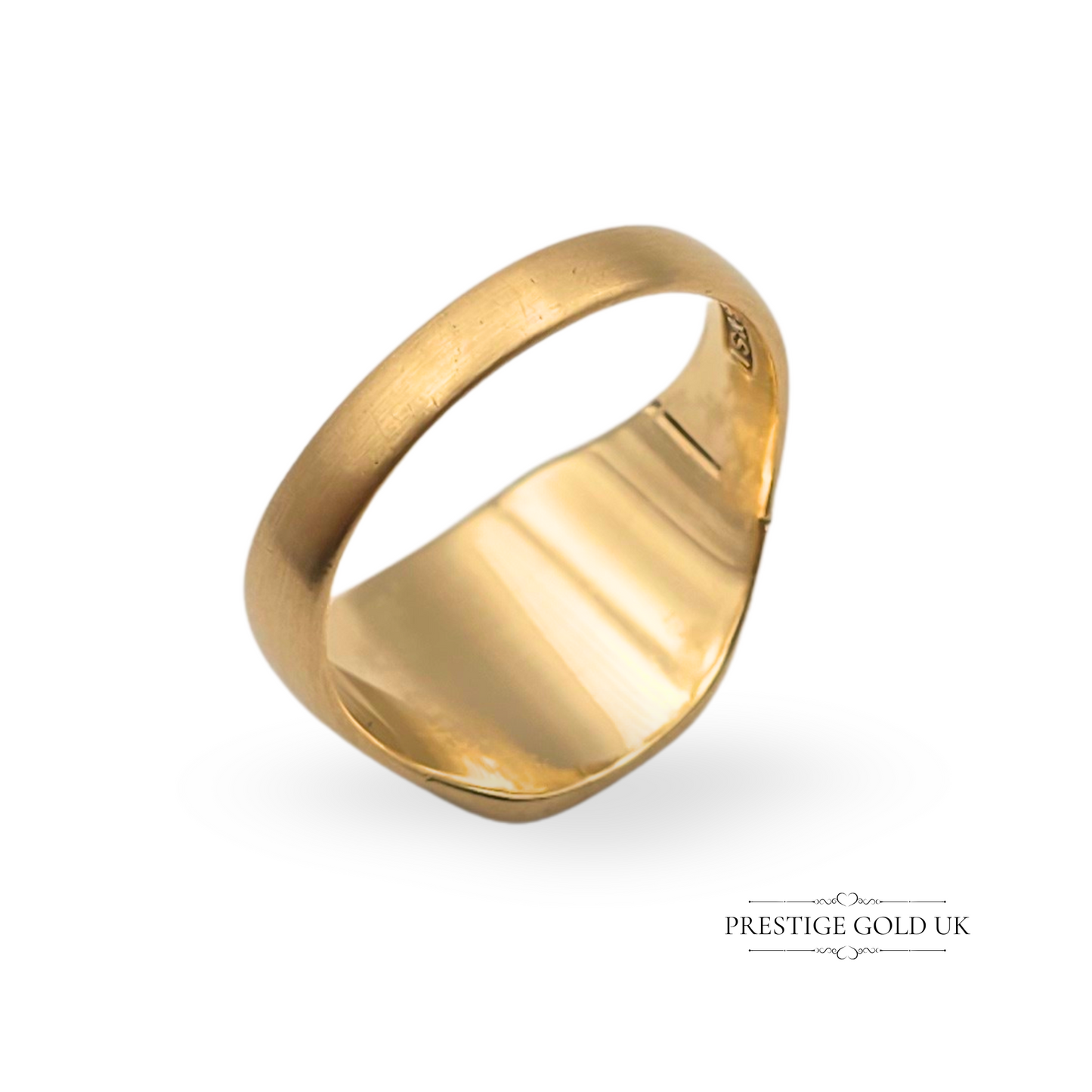 9ct Gold Signet Ring, 1976 London Hallmark, UK T US 9 1/2 Brushed Finish