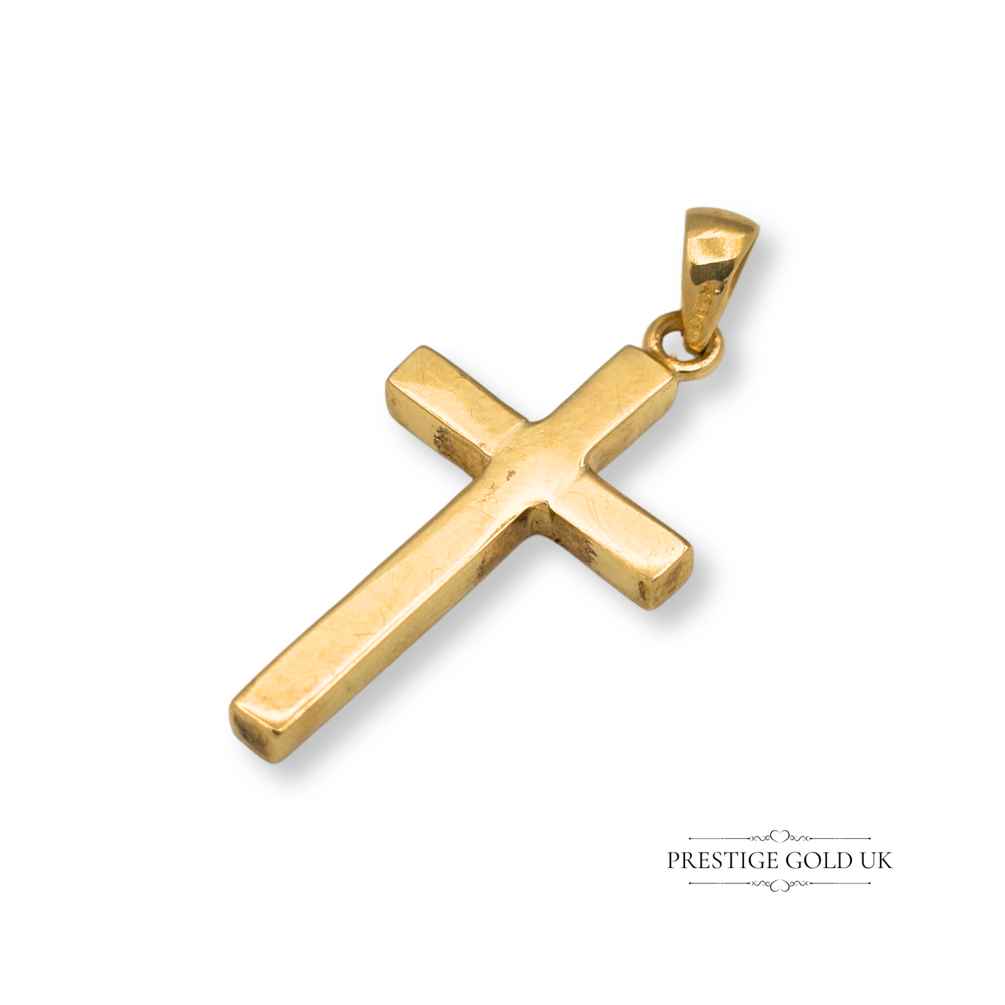 9ct Gold Cross Pendant, Medium Size Vintage Embossed Christian Crucifix
