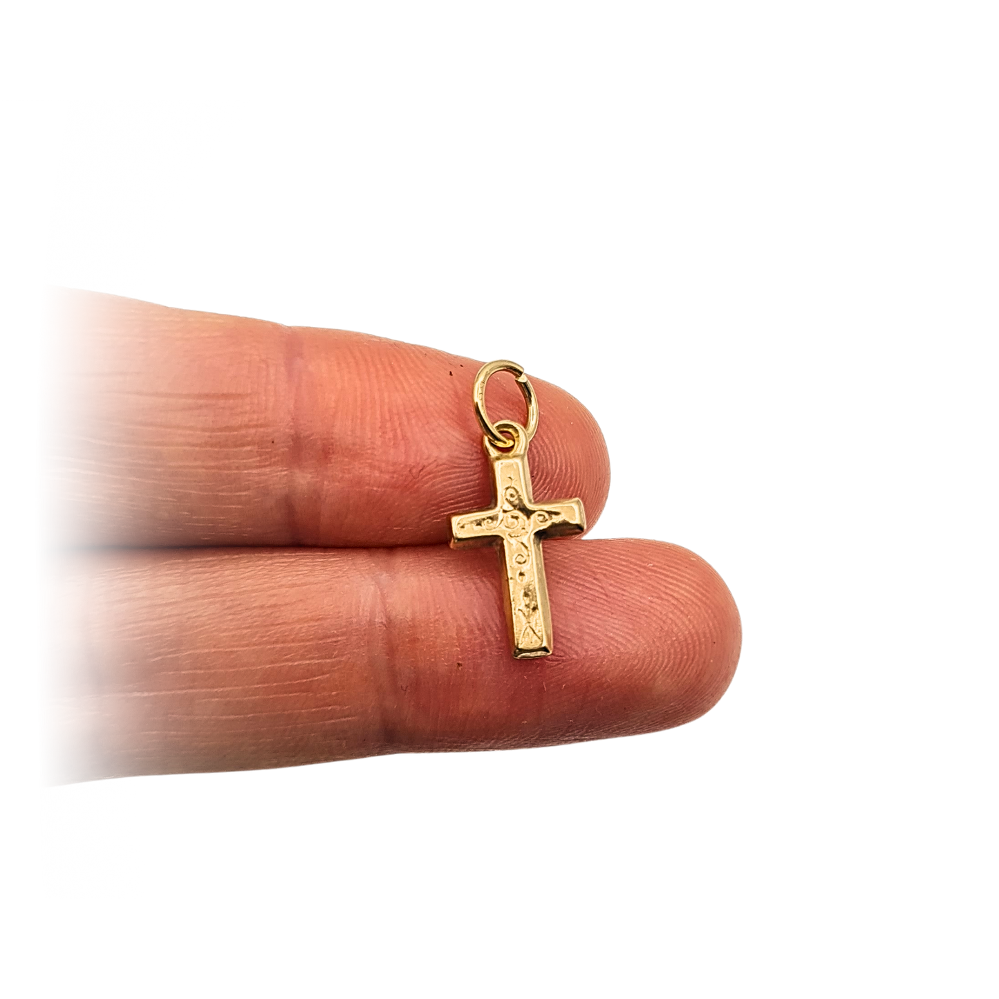 Tiny 9ct Gold Cross Pendant Engraved 16mm