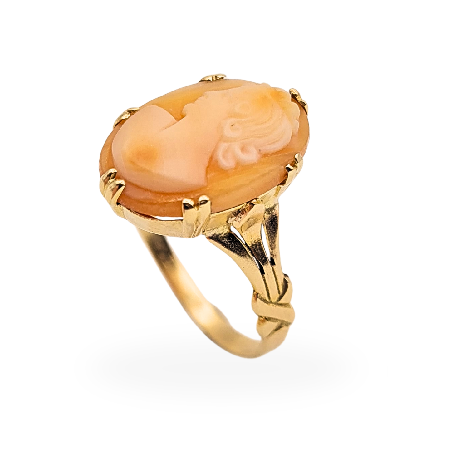 9ct Gold Vintage Cameo Ring Oval Shell Cameo UK R US 8.5