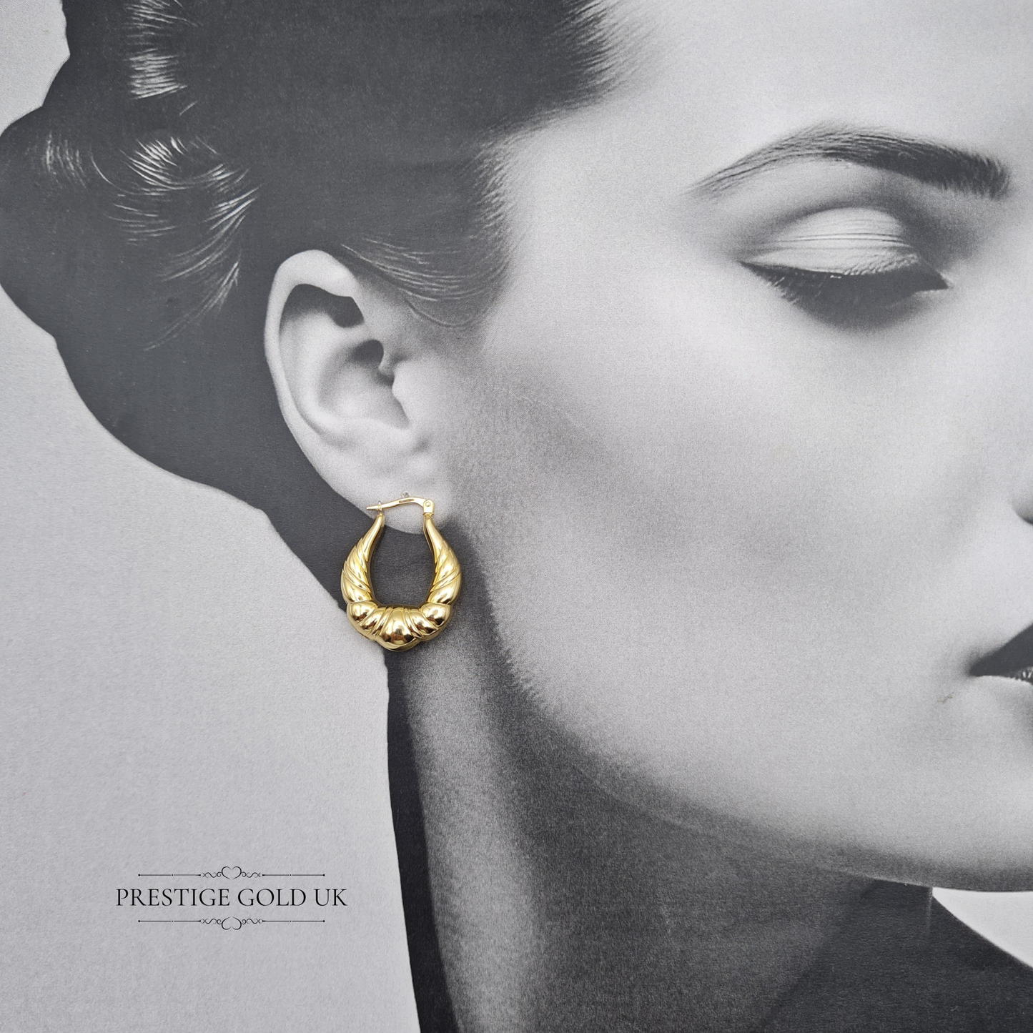 9ct Gold Chunky Creole Hoop Earrings, Statement Chunky Hoops in a Gypsy Style