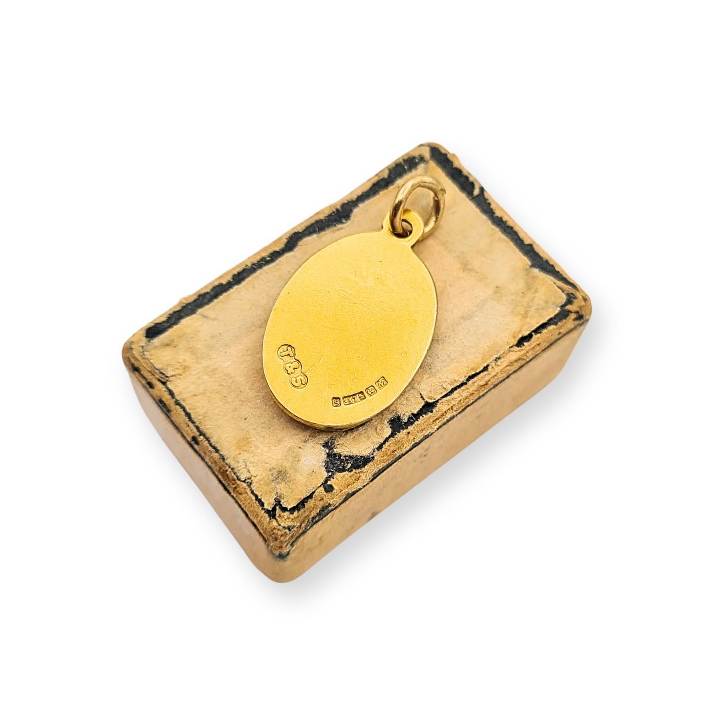 Solid 9ct Gold St Christopher Pendant, Birmingham 1986, Oval Faith Charm