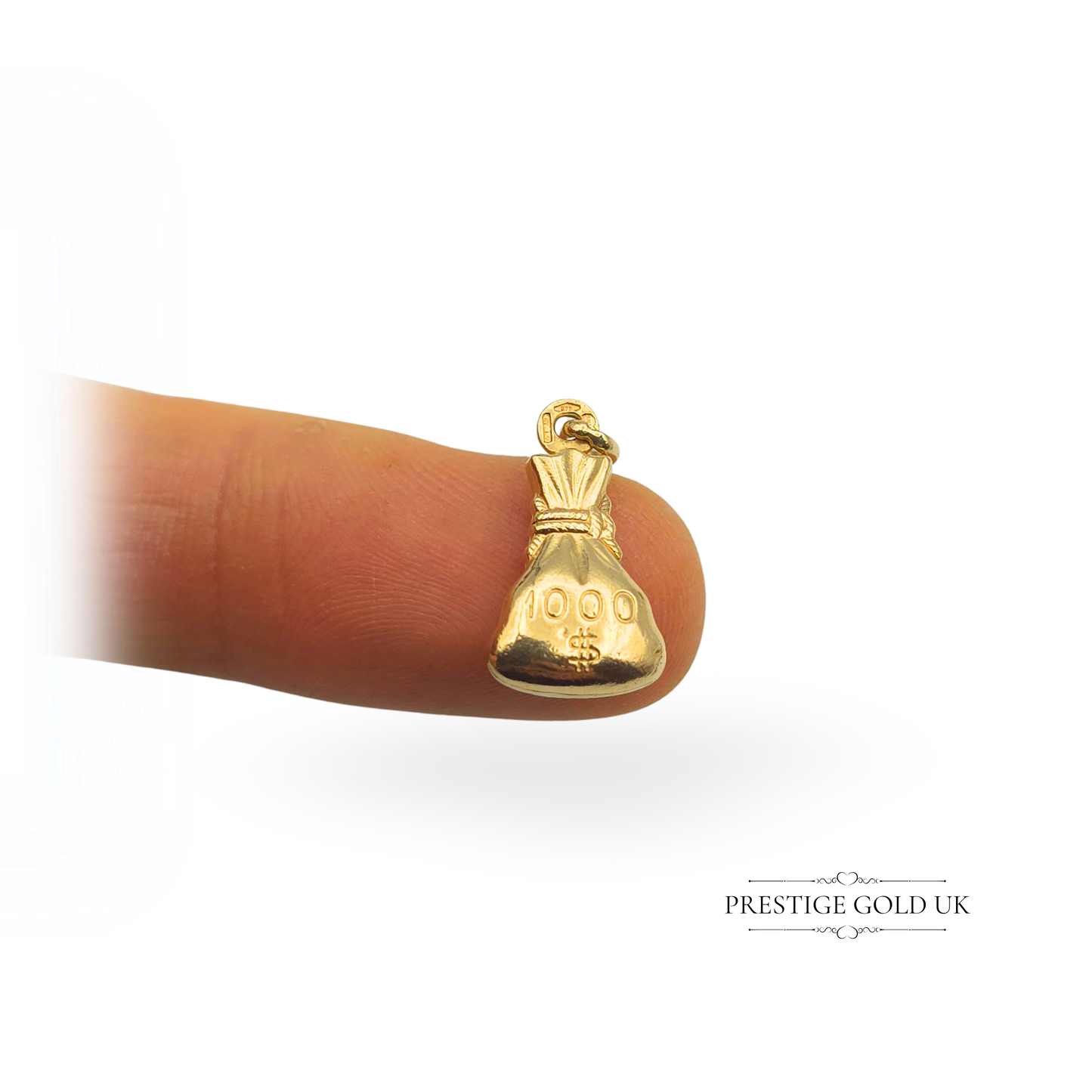 Vintage 9ct Gold $1000 Dollar Money Bag Charm or Pendant