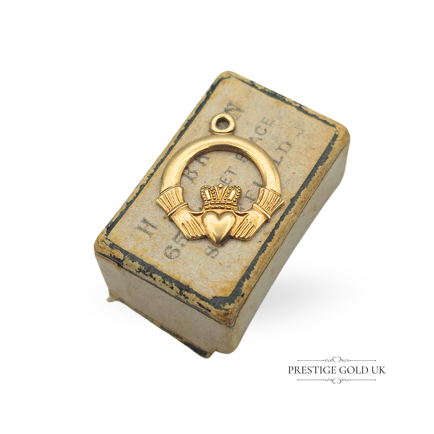 9ct Gold Claddagh Charm Pendant, Irish Love & Friendship Symbol