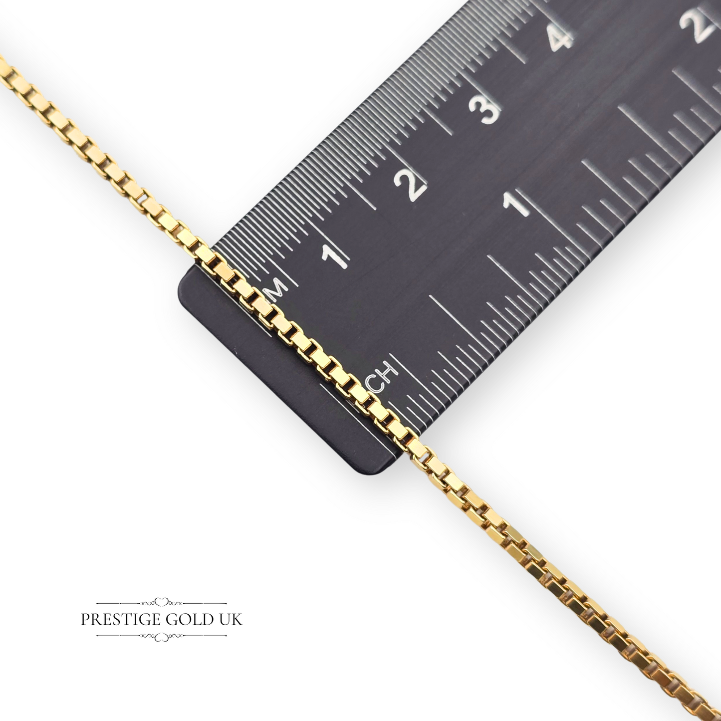 Short 9ct Gold Box Chain Necklace, Chunky Wide Link 15" Long Choker Chain
