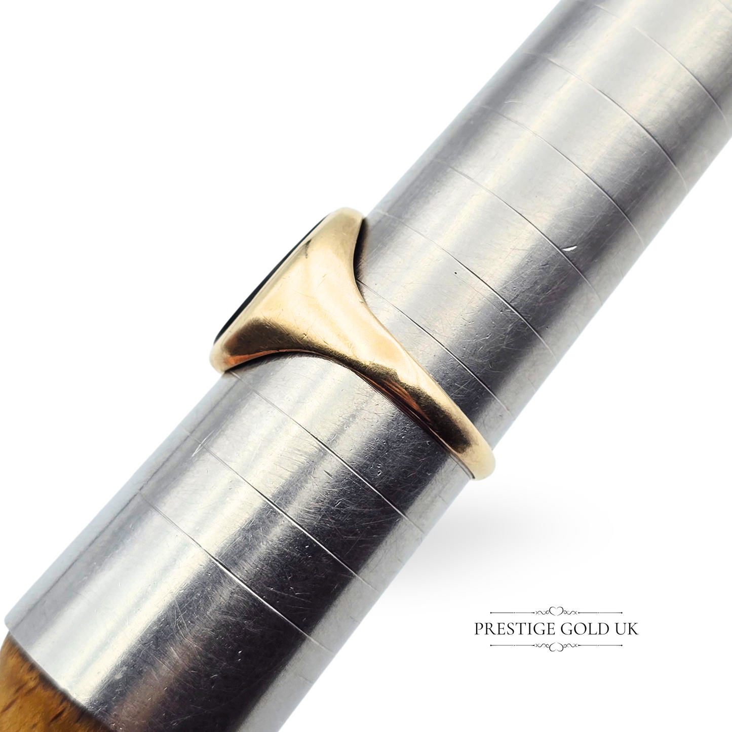 9ct Gold Onyx Signet Ring, UK W / US 11, Large Oval Onyx Stone Ring