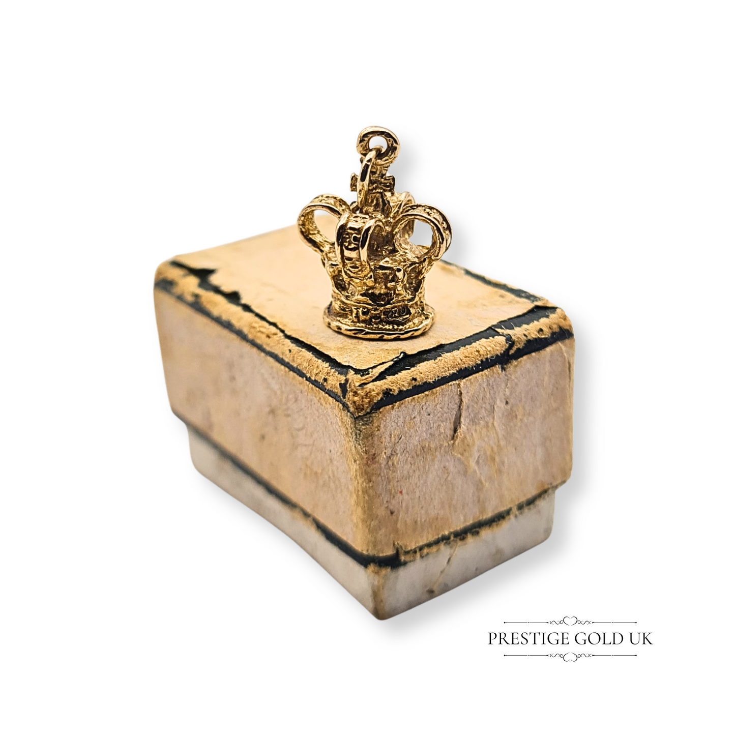 9ct Gold Crown Charm Pendant, Vintage Tiny Miniature Crown Charm for Bracelet