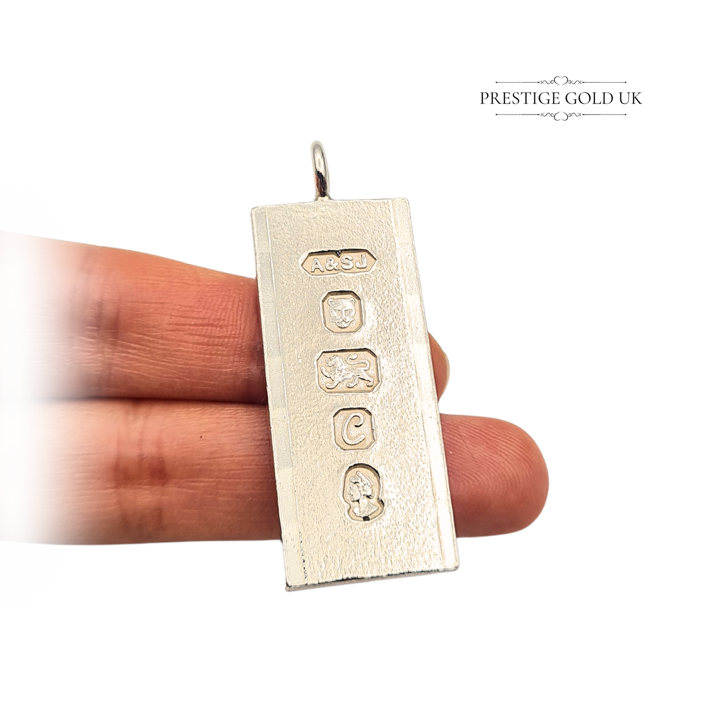 925 Silver Ingot Pendant London 1977 Faceted 30g Large Ingot
