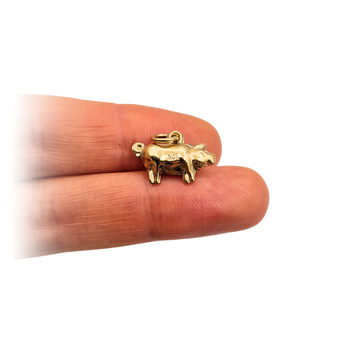 9ct Gold Puffy Pig Charm Pendant, Novelty Animal Charm