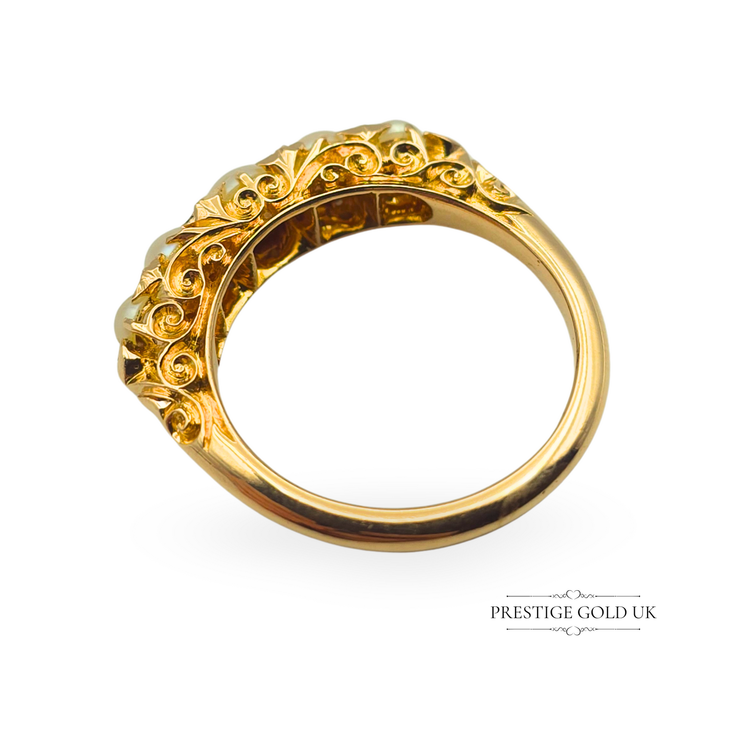 Antique 18ct Gold Pearl and Diamond Ring, Deakin & Francis Of London