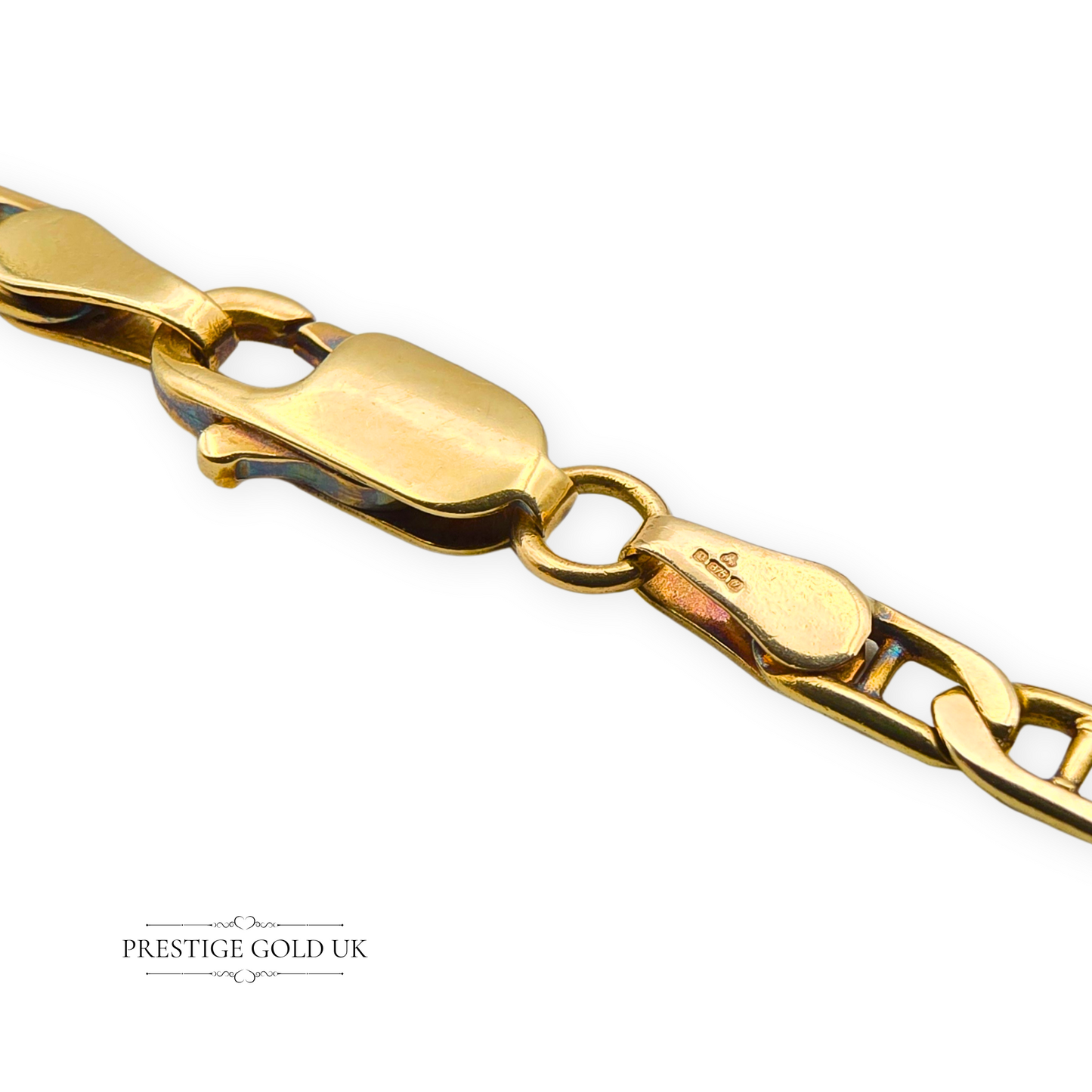 20 1/2" Long Large 9ct Heavy Gold Anchor Chain Necklace Lobster Clasp