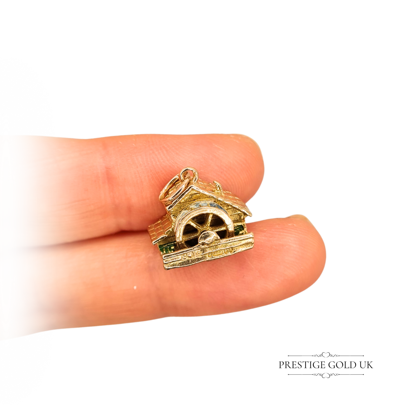 Small 9ct Gold Water Wheel Mill Charm By Rare Georg Jensen