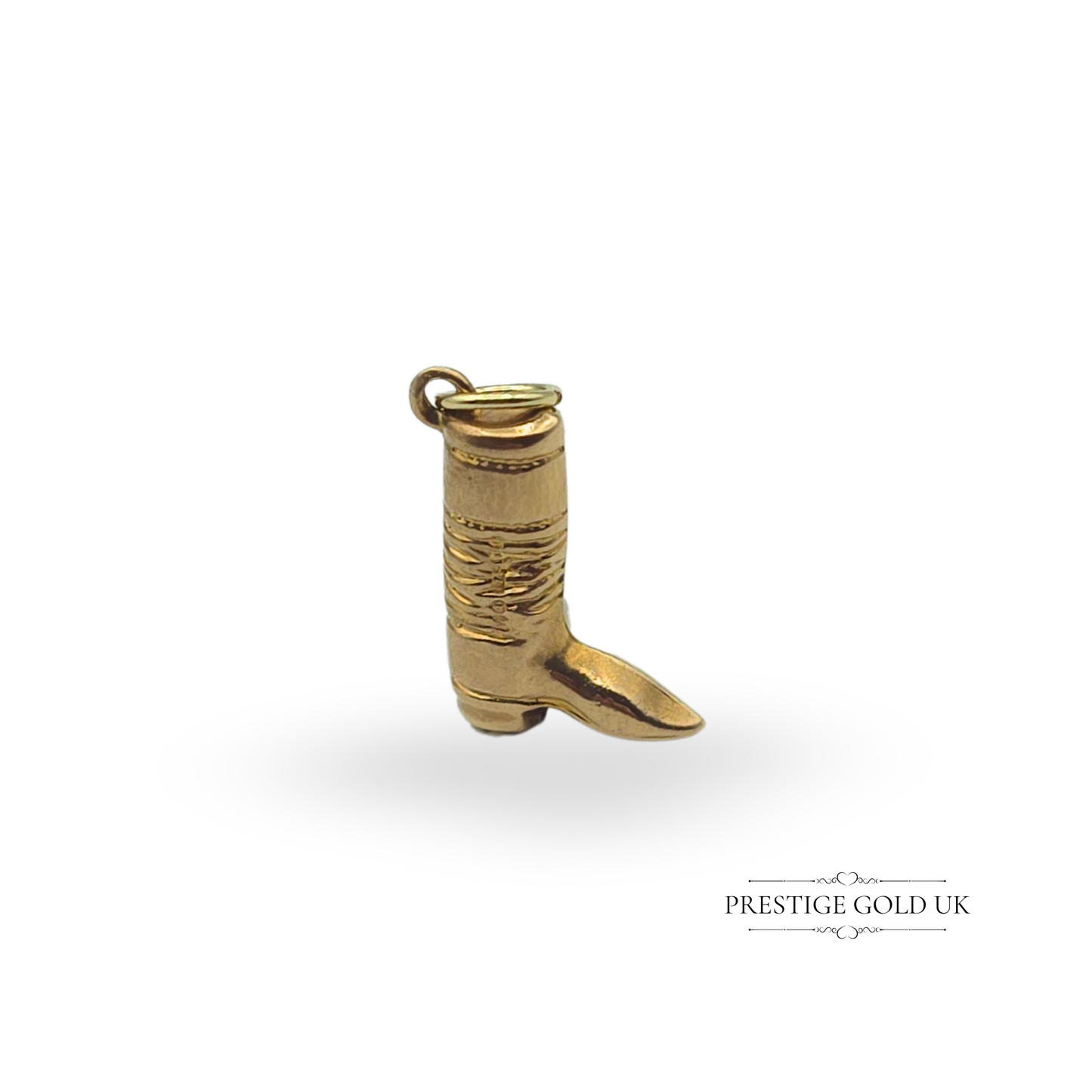 9ct Gold Cowboy Boot Charm, London Hallmarked 1977, Western Rodeo Pendant