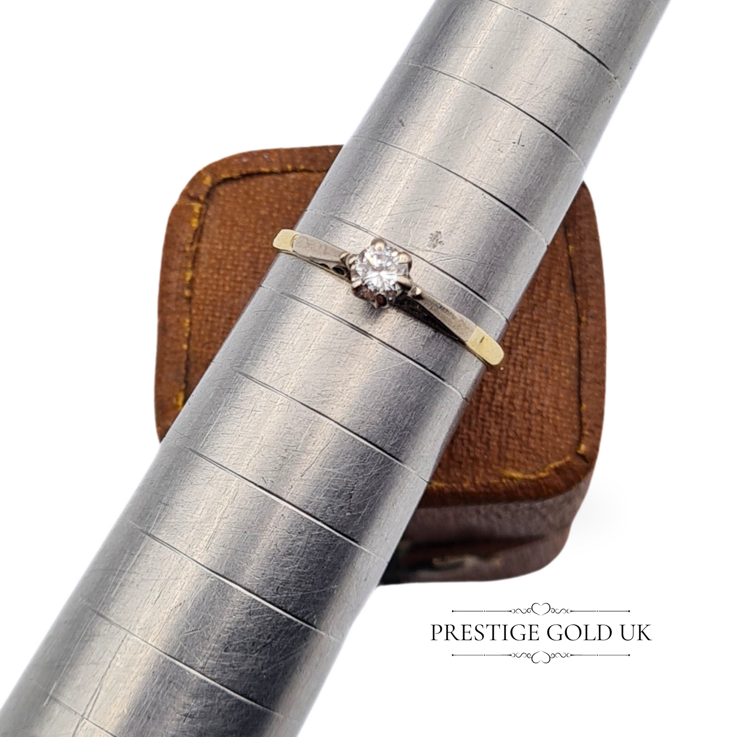 Clearance Item: 18ct White & Yellow Gold Diamond Solitaire Ring - UK J US 5 Euro 49