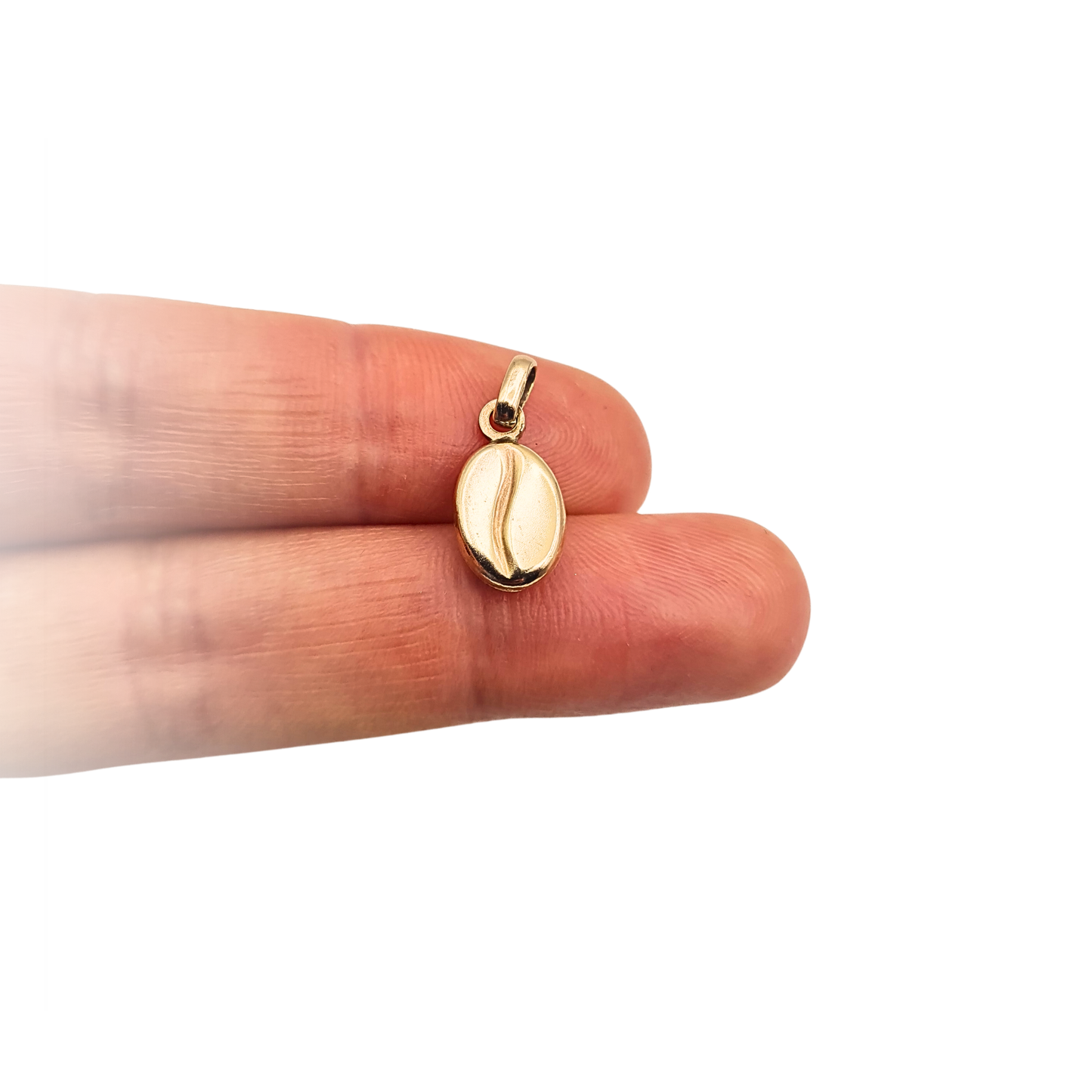 9ct Gold Coffee Bean Charm Pendant Tiny Satin Finish