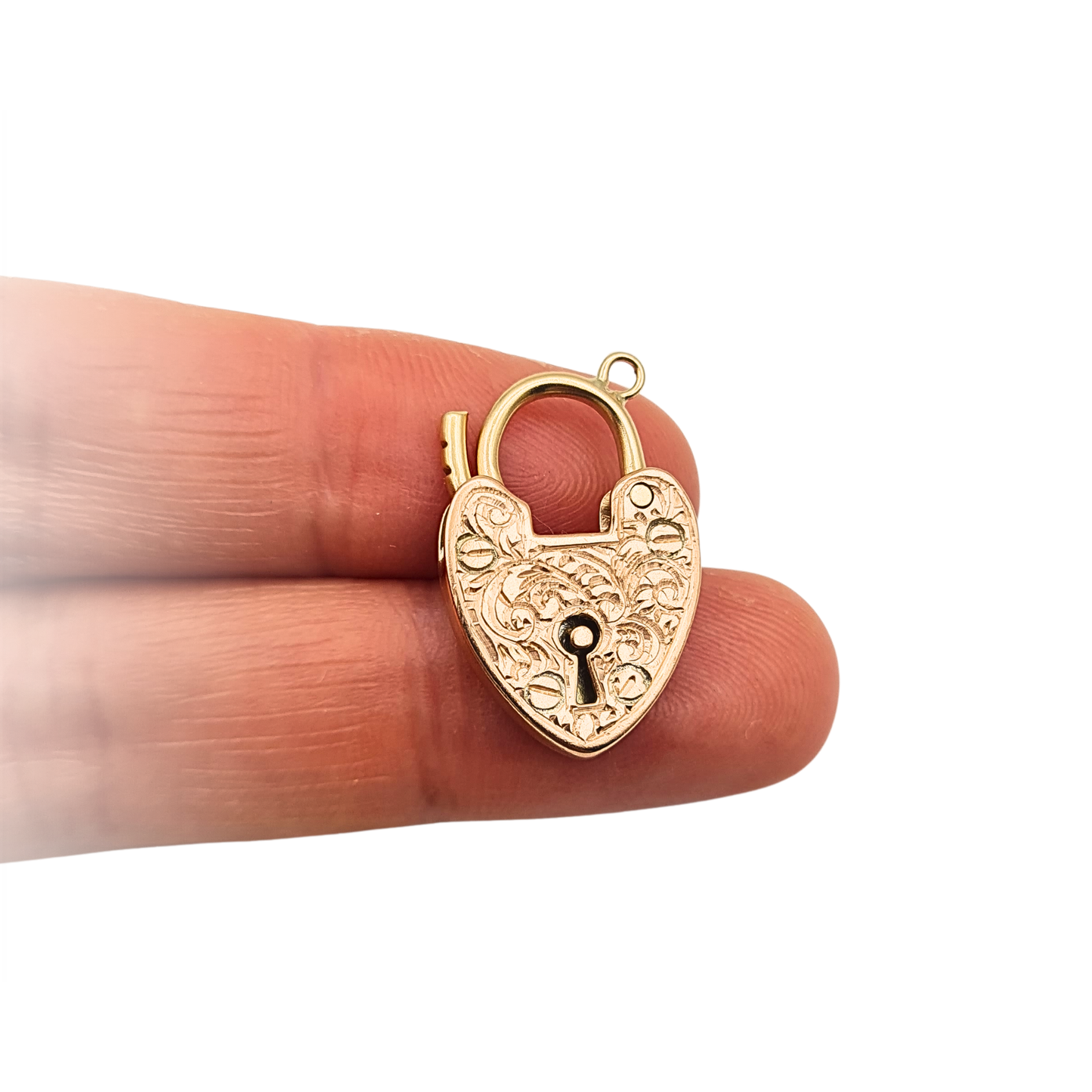 Antique 9ct Rose Gold Heart Padlock 1905 Birmingham Hallmark Engraved