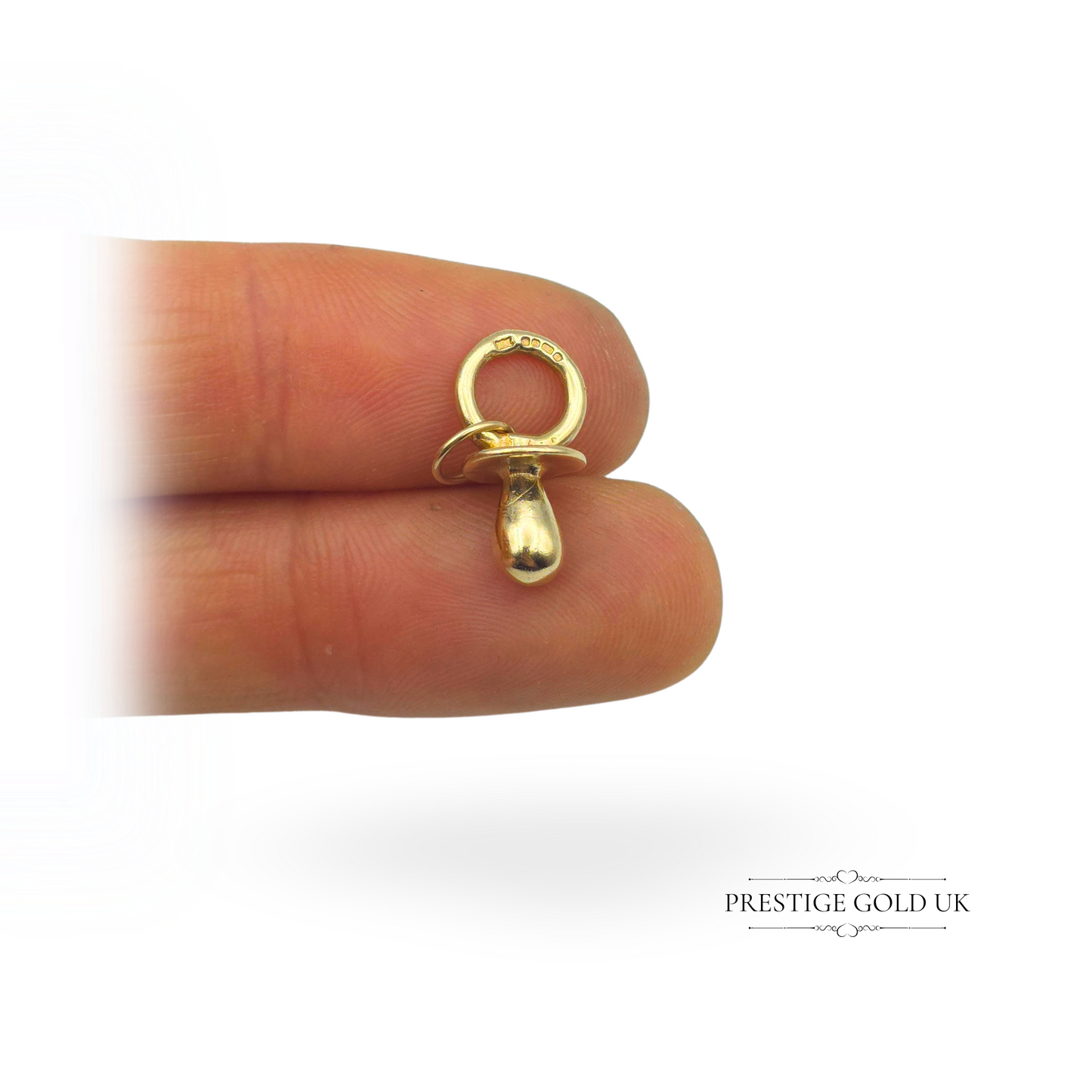 9ct Gold Small Sugar Dummy Charm, Fully Hallmarked Sheffield 1977