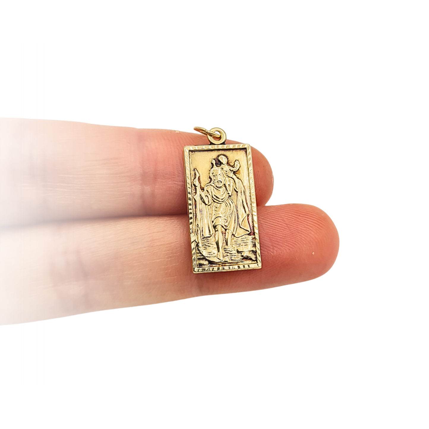 9ct Gold Rectangular Saint Christopher Charm