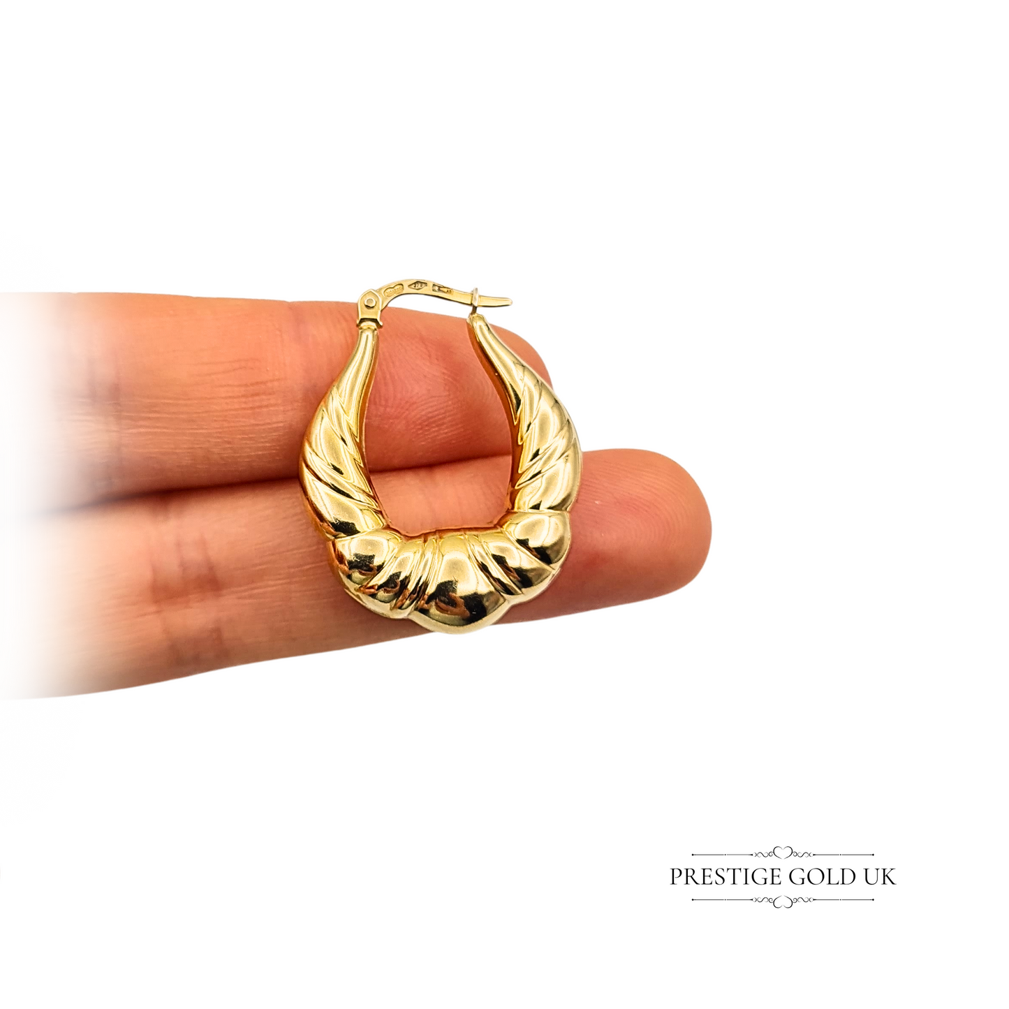 9ct Gold Chunky Creole Hoop Earrings, Statement Chunky Hoops in a Gypsy Style