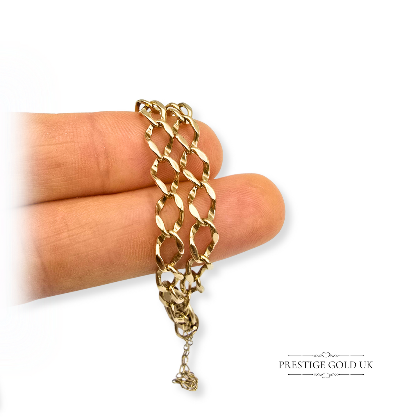 7" Long 9ct Gold Heart Padlock Bracelet, Small Heart Padlock Clasp