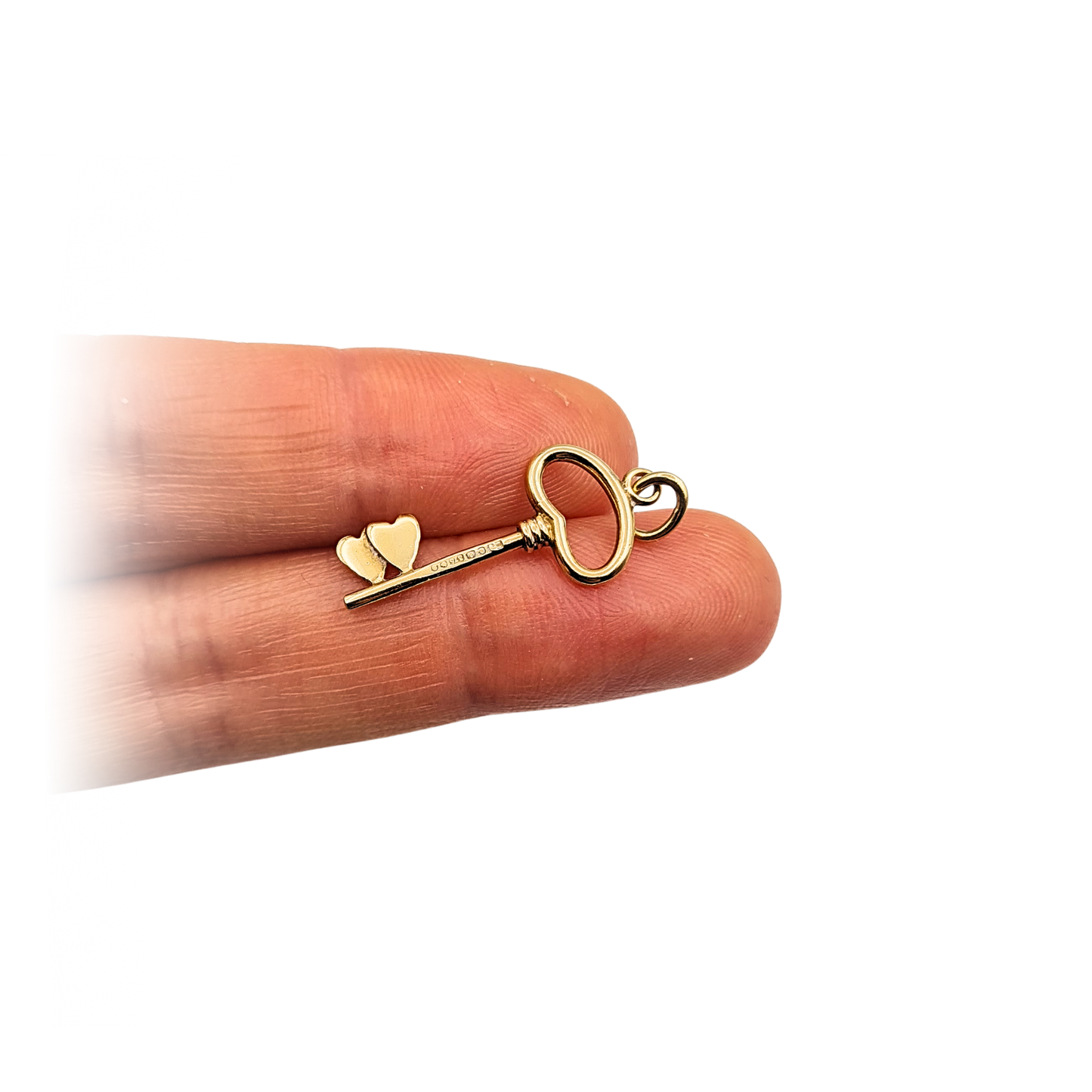 Large 9ct Gold Heart Key Charm 25mm Fully Hallmarked