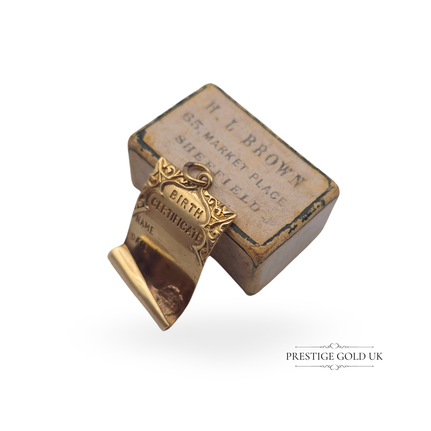 1960s Vintage Solid Gold Birth Certificate Charm