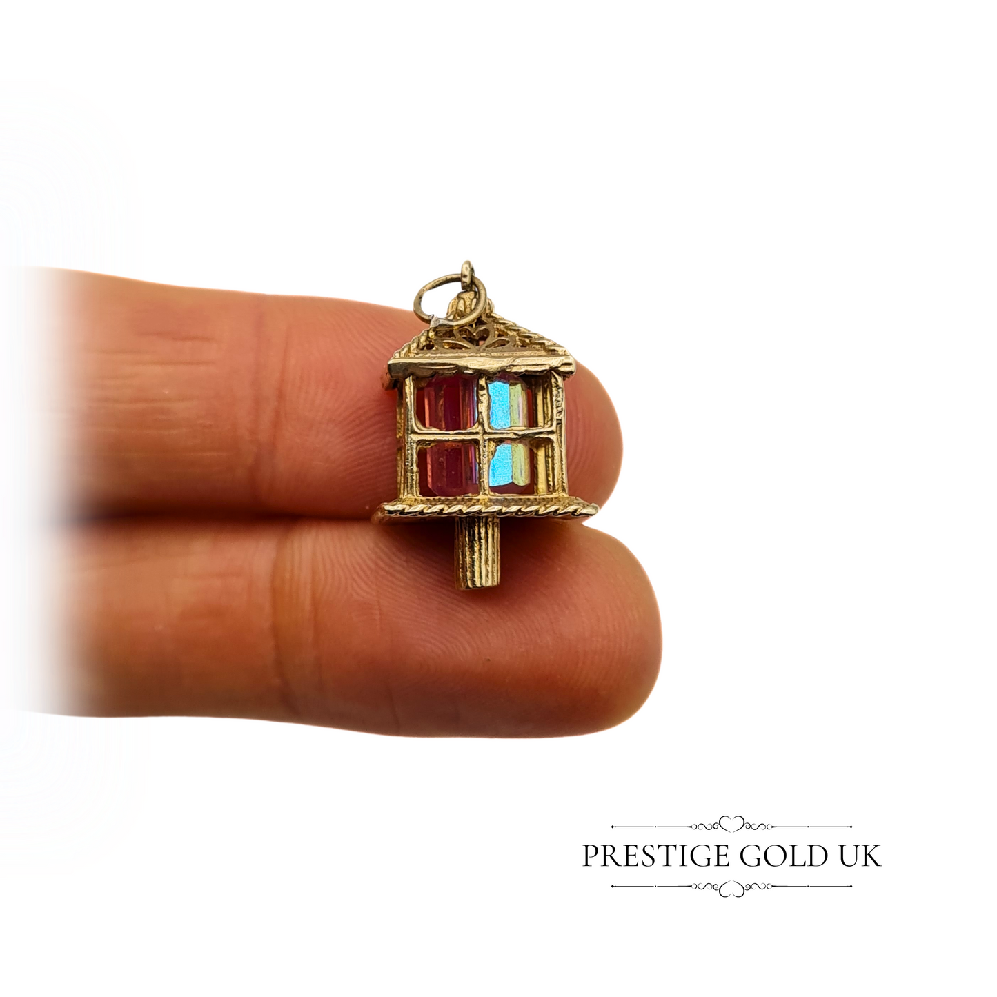 Vintage 9ct Gold Lantern Charm, Fully Hallmarked London 1972, 24mm Tall