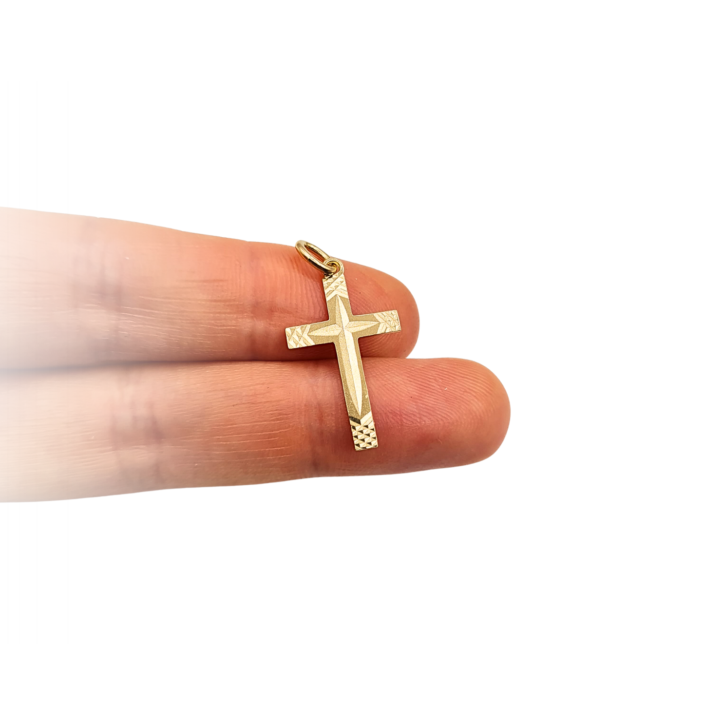Small 9ct Gold Engraved Cross Pendant Fully British Hallmarked