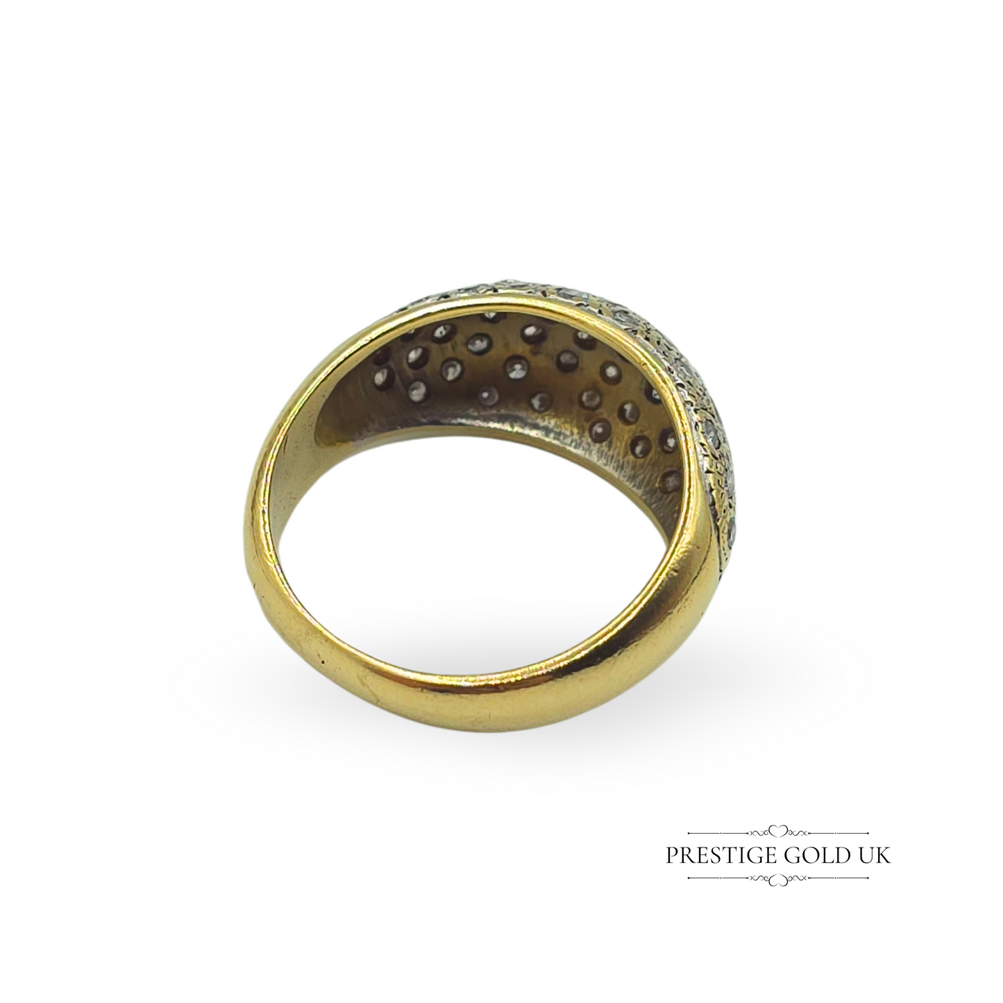 Vintage 18ct Gold Diamond Pavé Ring - Size UK S US 9 Euro 59.5