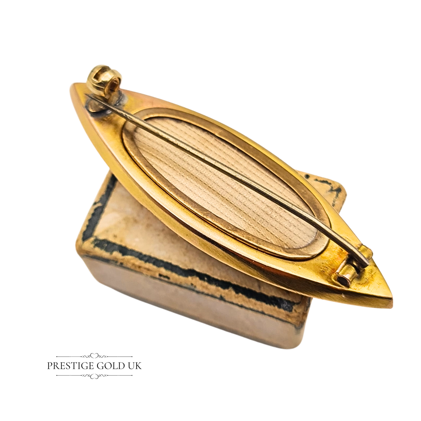 Victoria 1891 Rose Gold Mourning Brooch, Chester Hallmark Diamond Set Keepsake