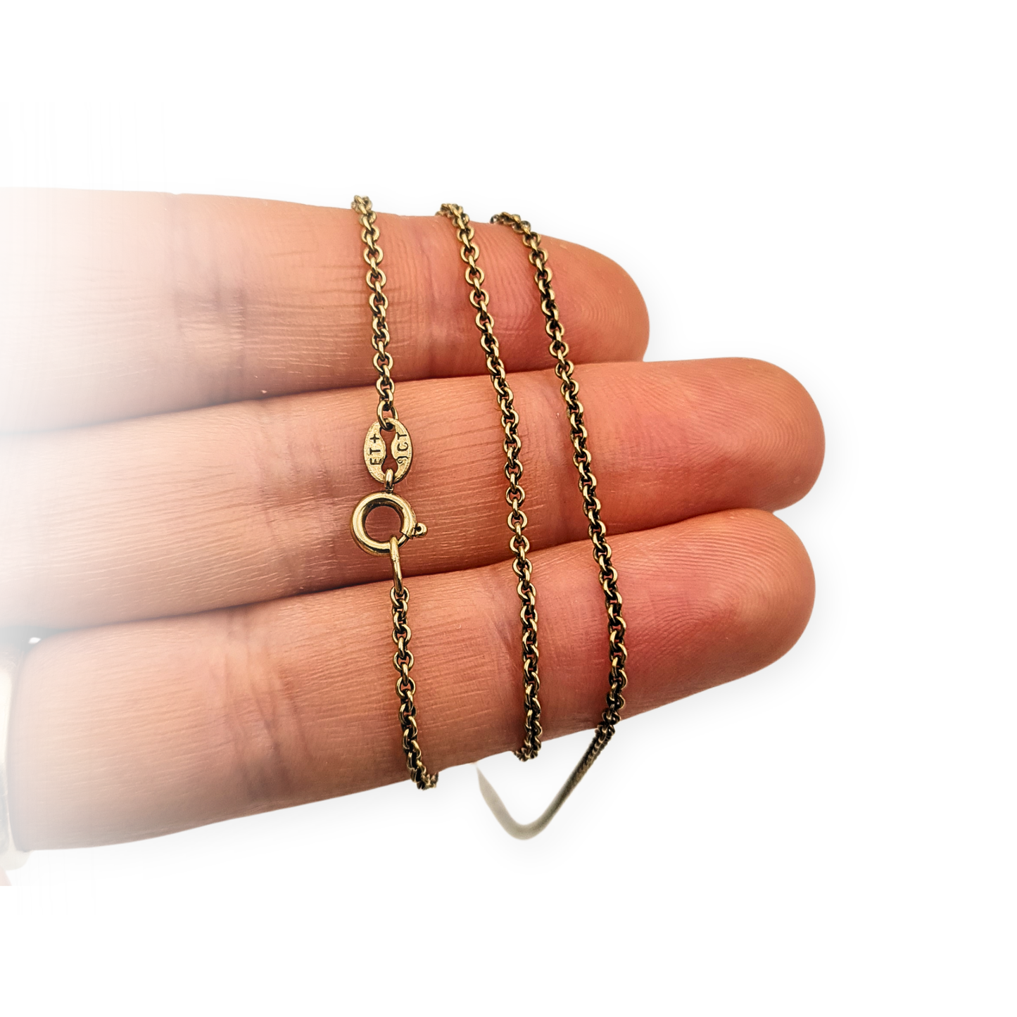 18" Long 9ct Gold Belcher Chain Necklace 45cm 1mm Rolo Link Spring Ring