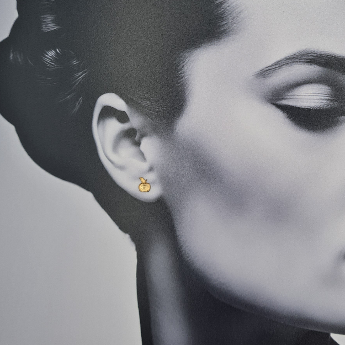 Tiny 9ct Gold Apple Stud Earrings, Tiny Fruit Design