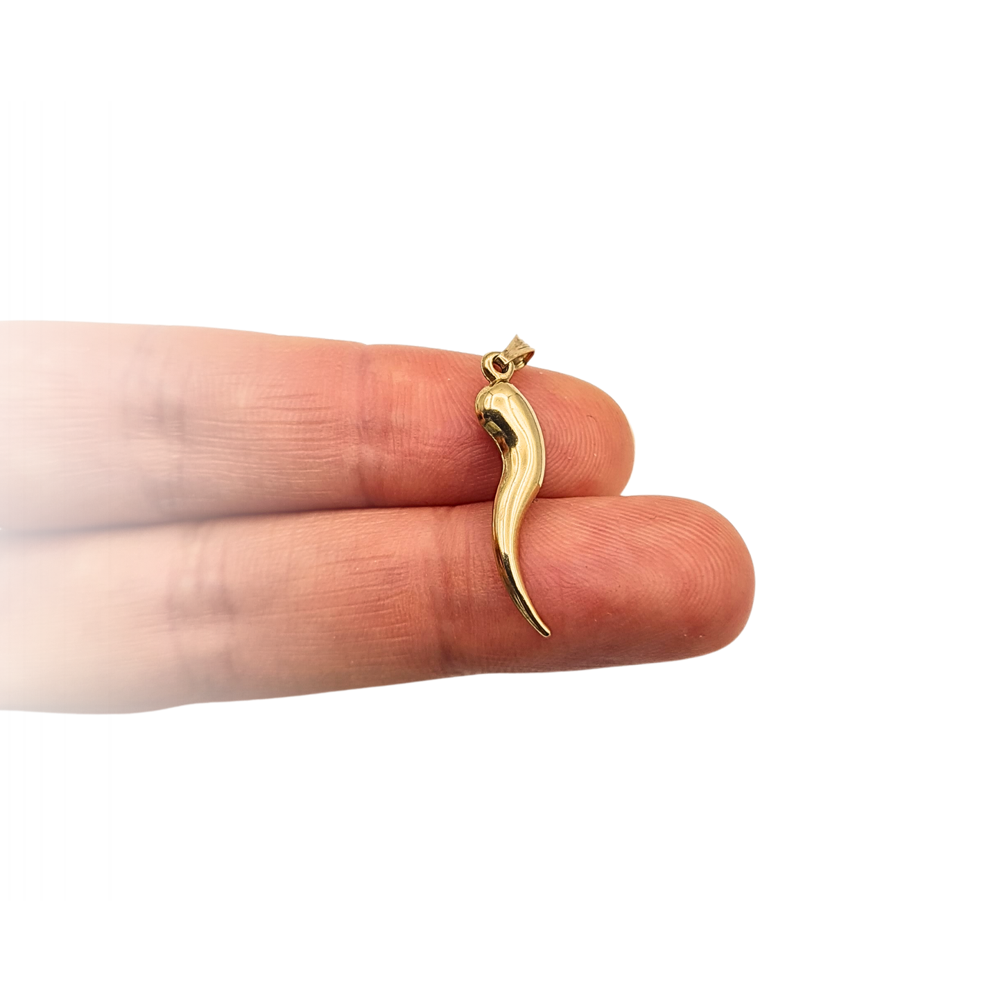 Large 9ct Gold Cornicello Horn Pendant Small Horn of Plenty Charm