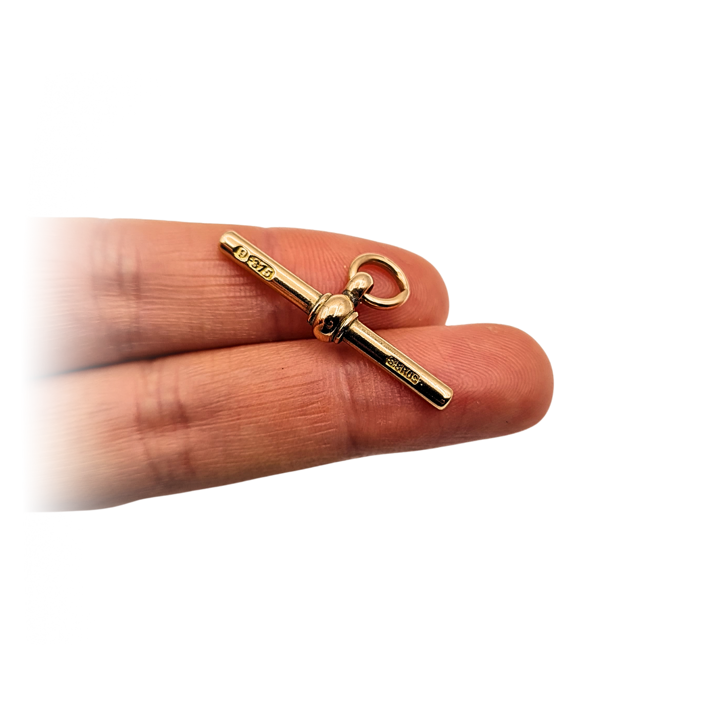 Antique 9ct Solid Rose Gold Albert T Bar, Stamped 375