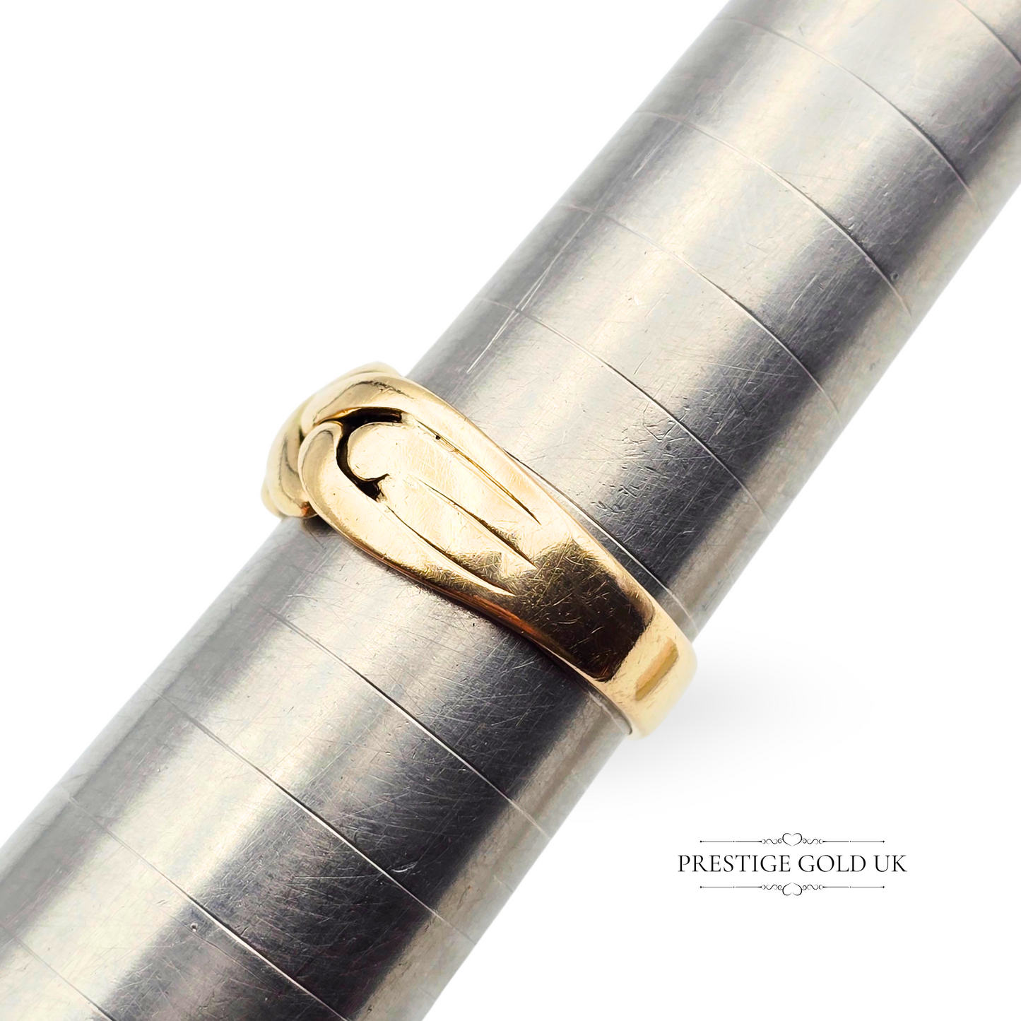 9ct Gold Puzzle Knot Ring, Fixed Back Twist Design, UK R / US 8.25 Woven Band