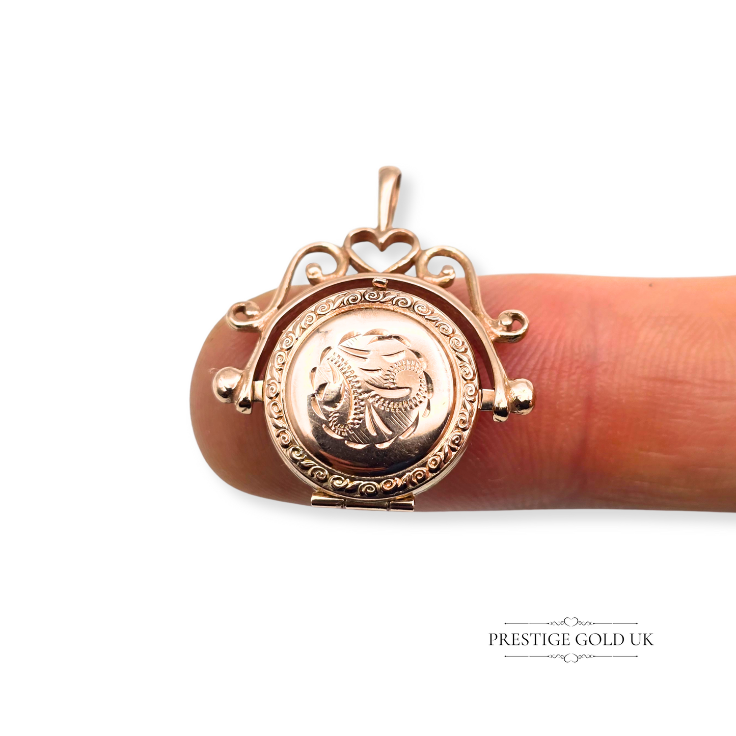 9ct Rose Gold Spinning Pendant, Small Opening Keepsake Locket