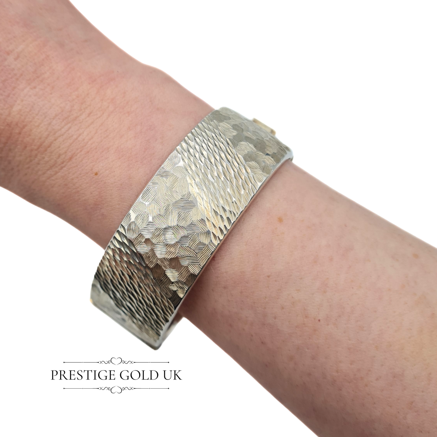 7 " Vintage 925 Sterling Silver Textured Bangle, Fully Hallmarked