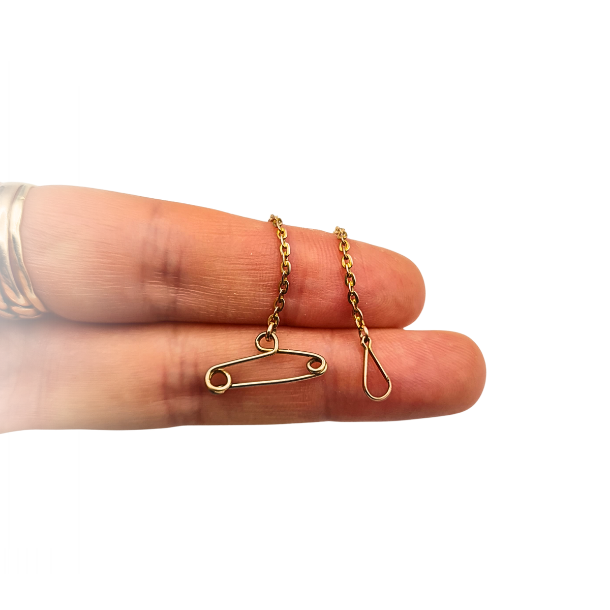 9ct Gold Long Jewellery Safety Chain 9.5cm Brooch Clip Chain