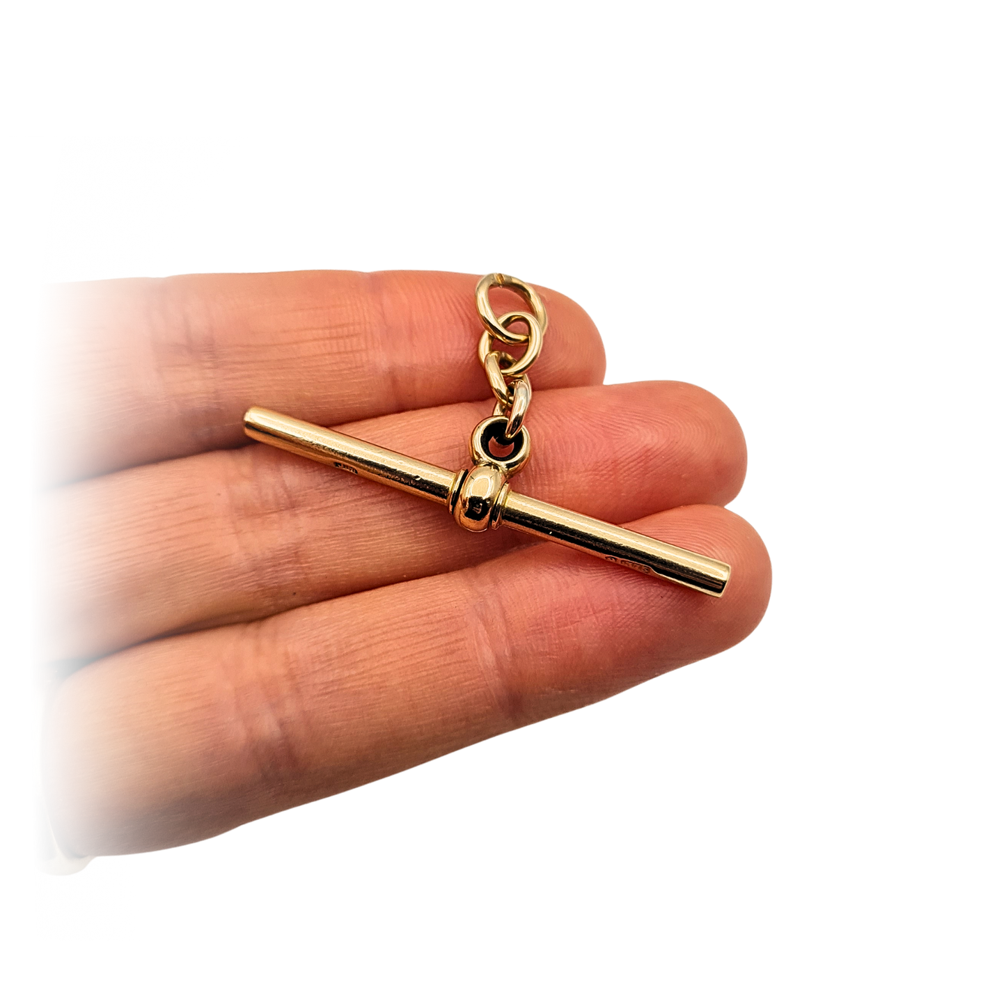 Large Heavy 9ct Yellow Gold Spinning T Bar Pendant Solid Gold