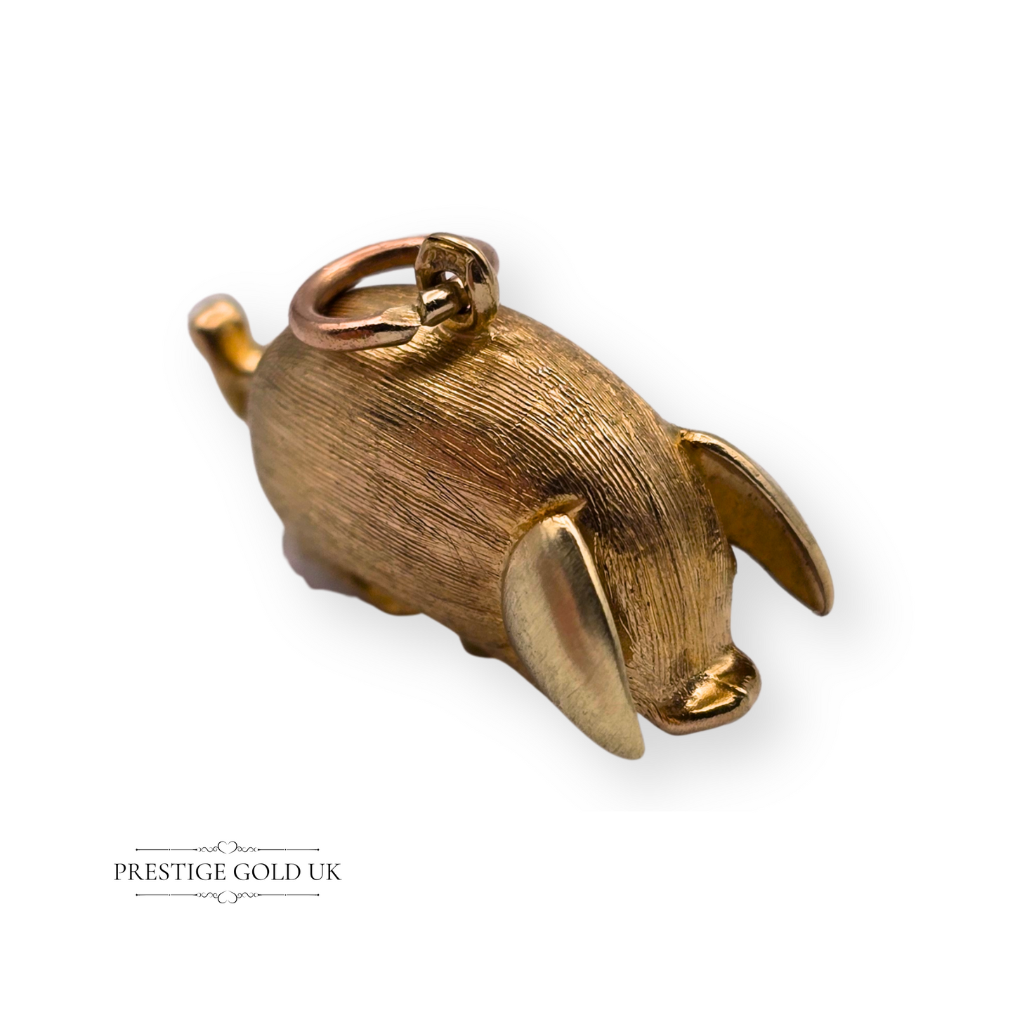9ct Gold Pig Charm, Detailed Design, Gloucestershire Old Spots Pendant