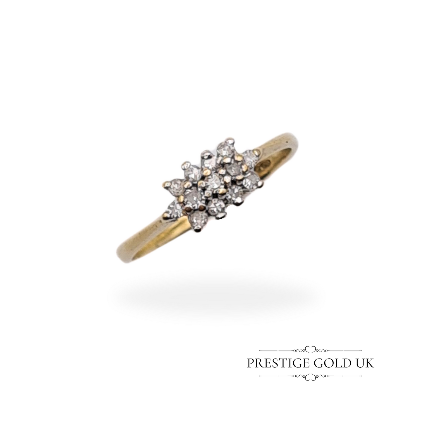 Vintage 9ct Gold Diamond Cluster Ring - Size UK I 1/2 US 4 3/4 Euro 48,