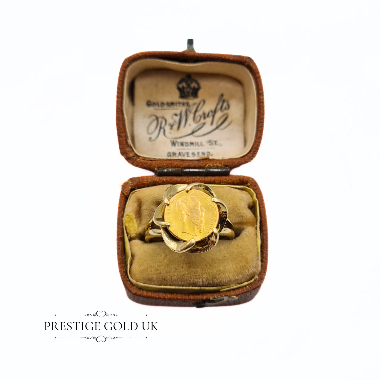 9ct Gold Maximilian Mexican Emperor Sovereign Ring - Size UK L 1/2, US 6, Euro 52