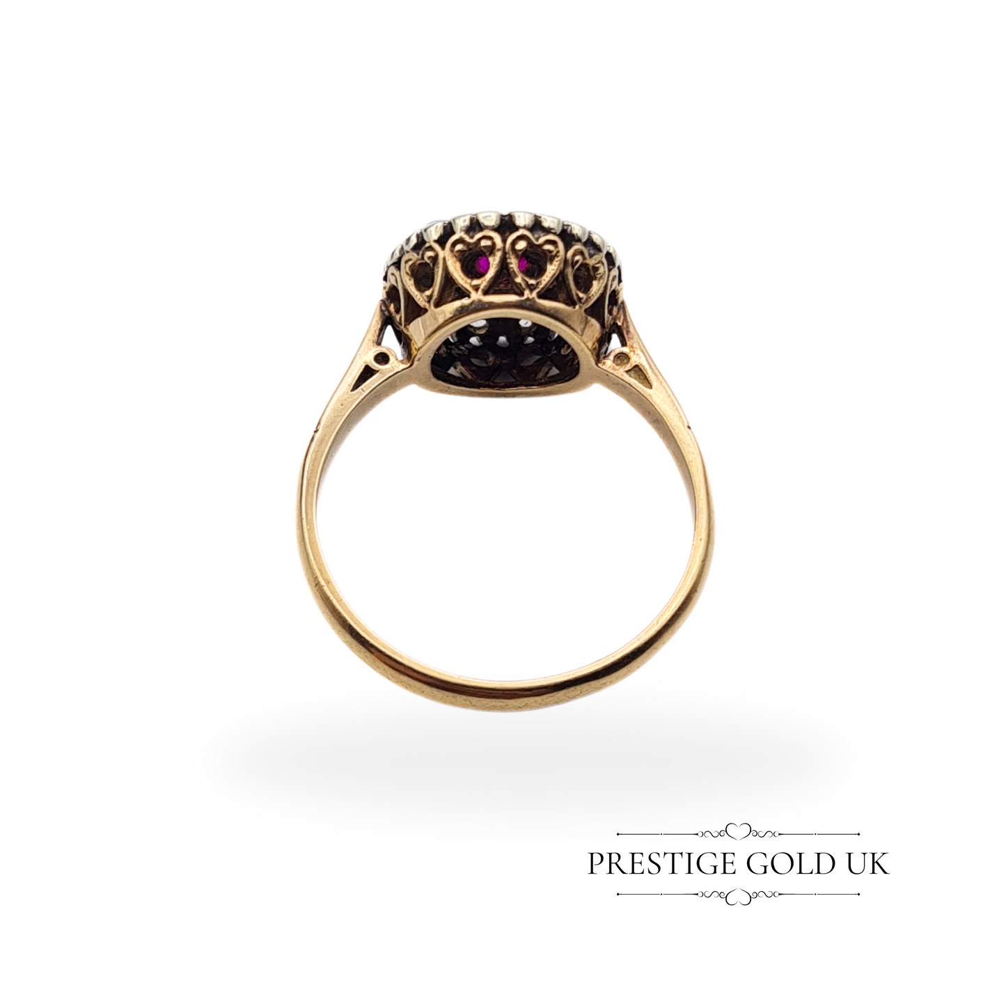 Vintage 9ct Gold Paste Cluster Ring - UK N 1/2, US 7, Euro 54.5