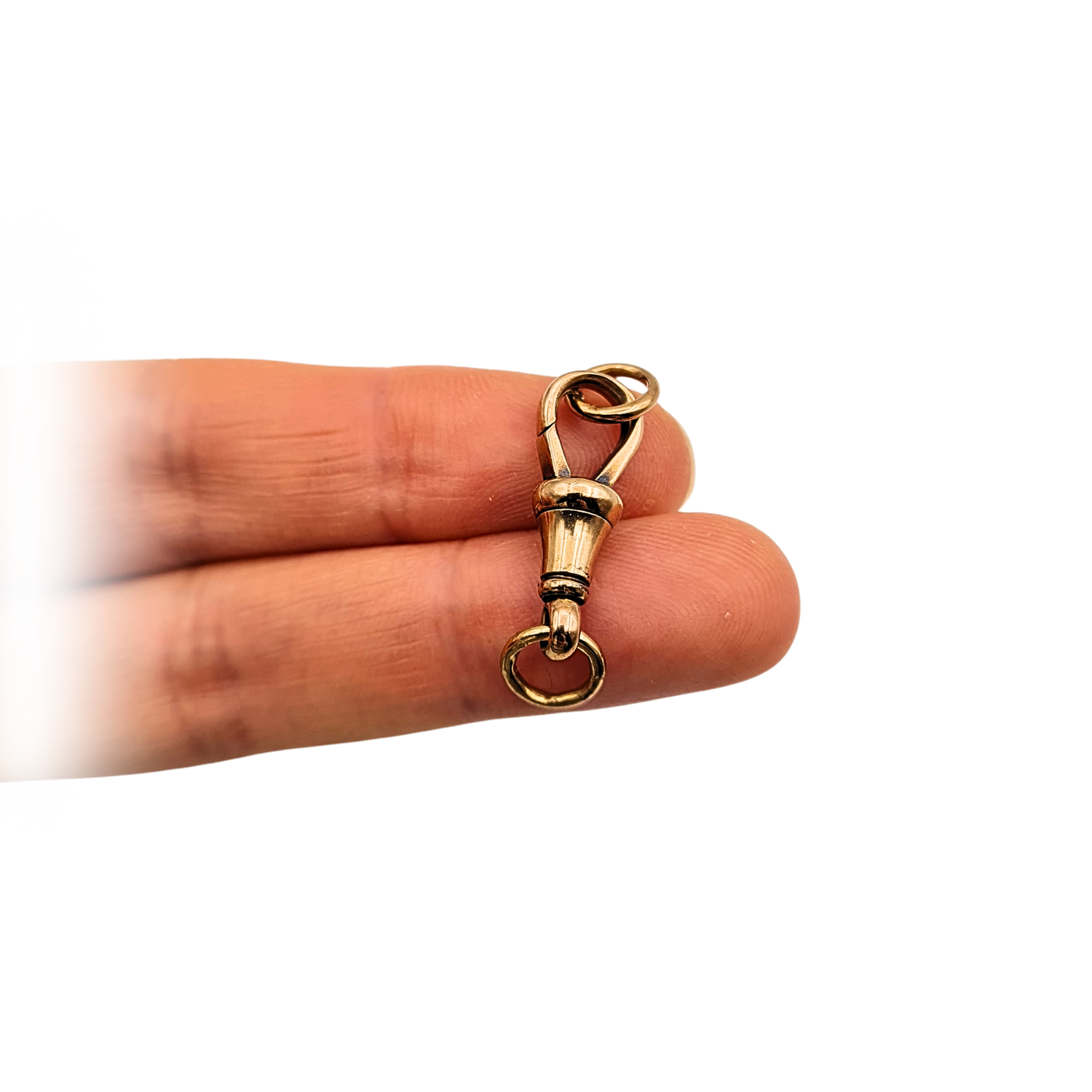 9ct Rose Gold Dog Clip Albert Chain Clasp, Twin 7mm Rings