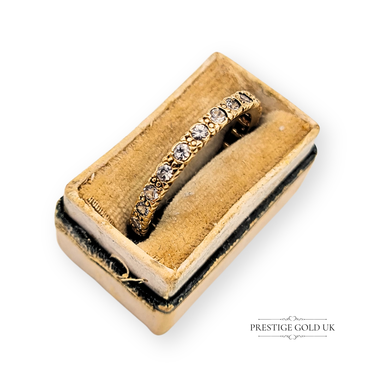 9ct Gold Spinel Eternity Ring, UK O, US 7 Vintage Stacking Ring