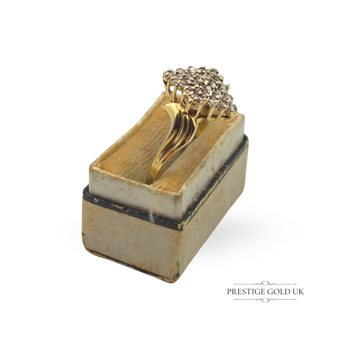9ct Gold Marquise-Shaped Diamond Cluster Ring, UK S 1/2 US 9 1/4 Euro 60.5