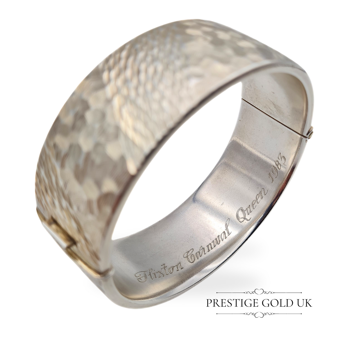 7 " Vintage 925 Sterling Silver Textured Bangle, Fully Hallmarked
