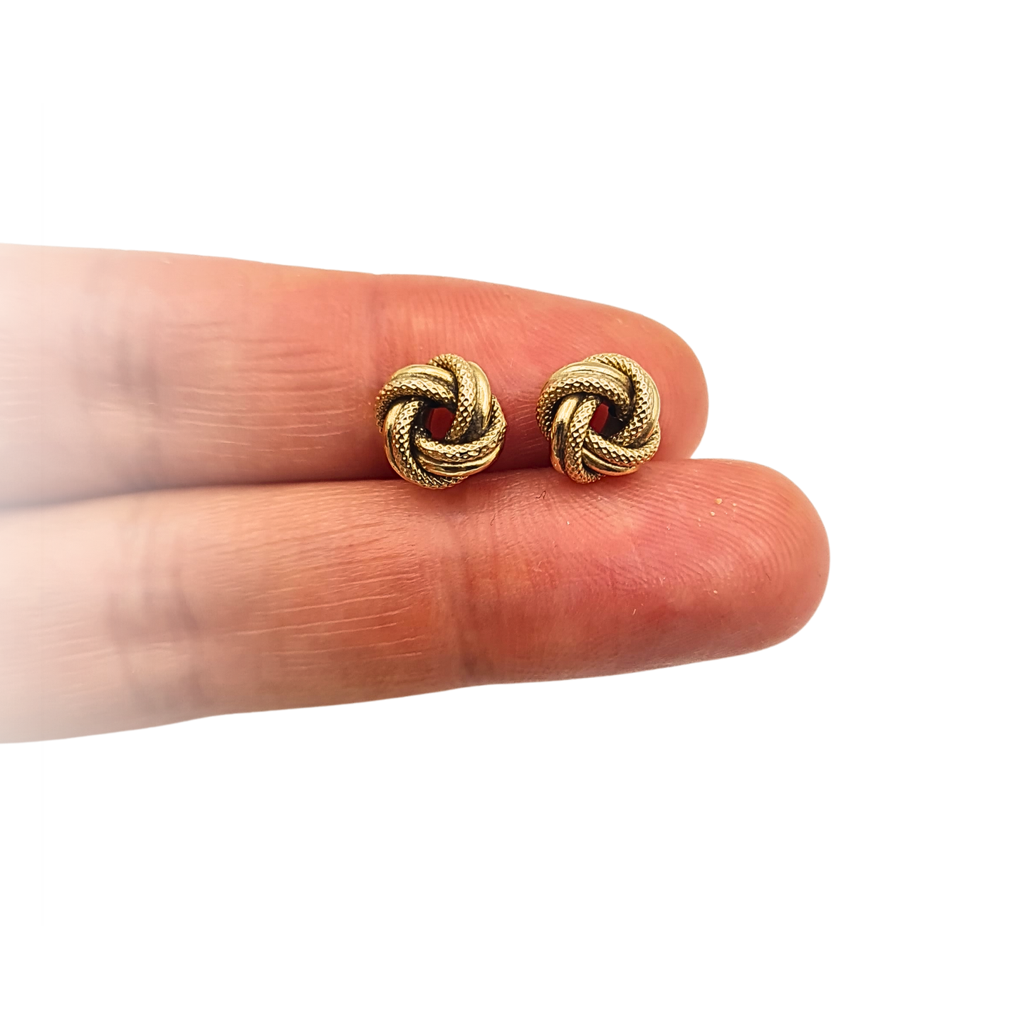 9ct Gold Woolmark Knot Earrings Textured Twist Stud Earrings 375