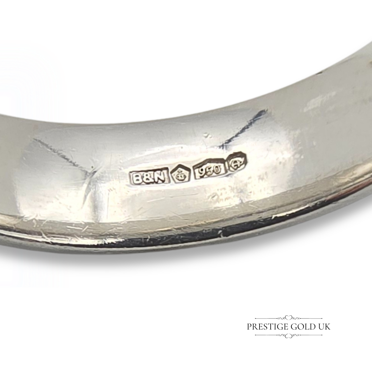 Heavy Platinum Wedding Band Crafted By B&N London, Size UK Q 1/2 US 8 1/2