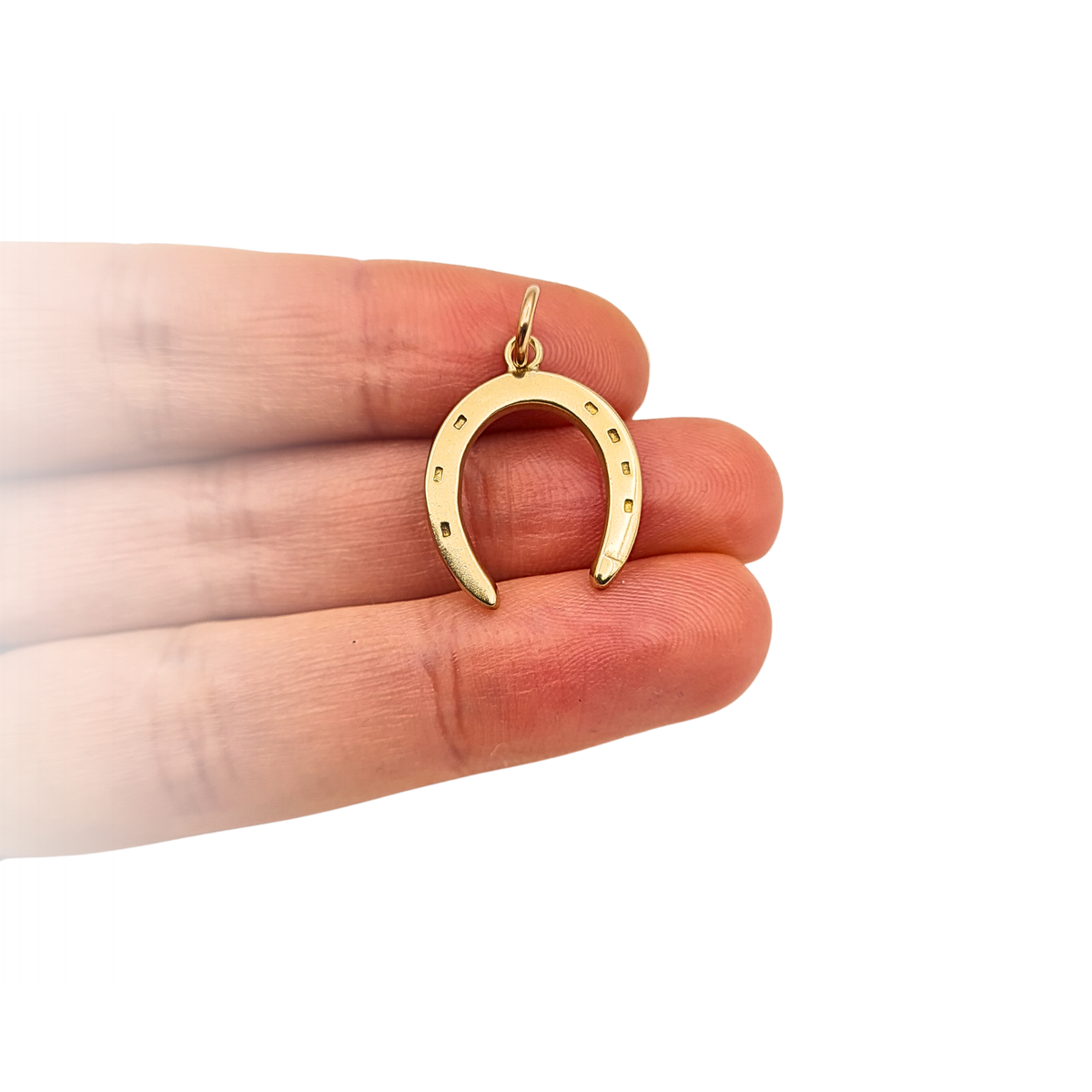 9ct Gold Large Horseshoe Charm Lucky Pendant Equestrian Gift